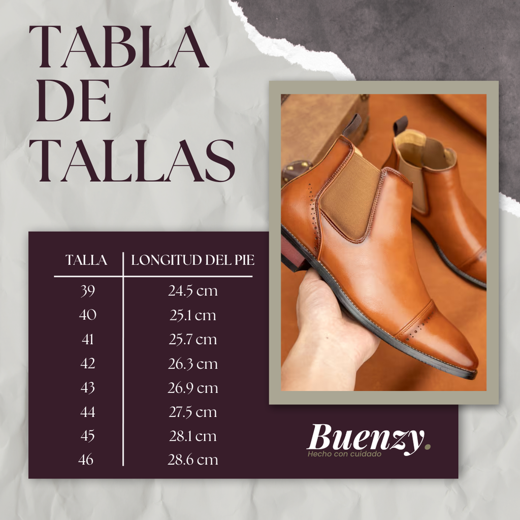 Botines Chelsea para hombre en marrón claro con acabado liso BUENZY