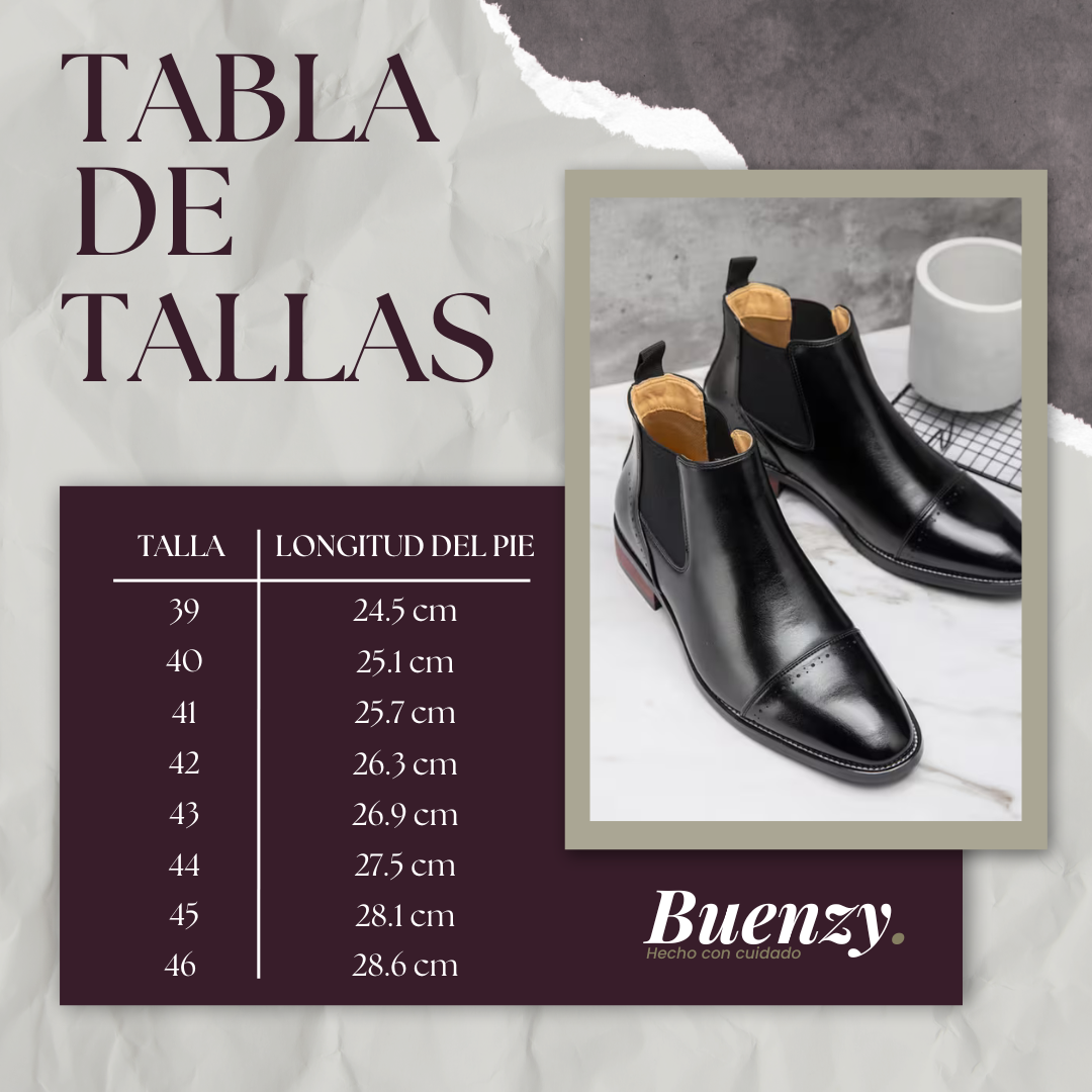 Botines Chelsea para hombre en color negro con acabado liso