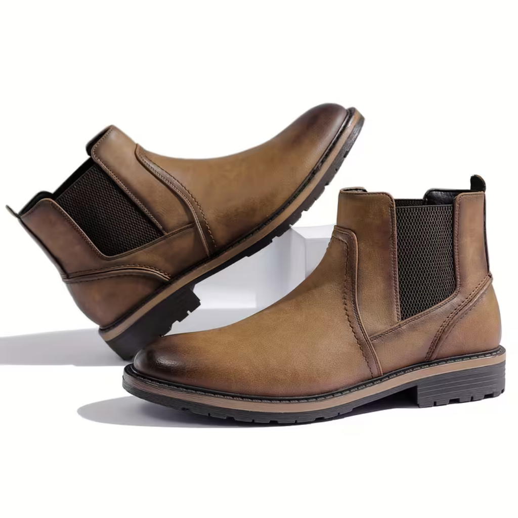 Botines Chelsea para hombre en marrón claro mate BUENZY