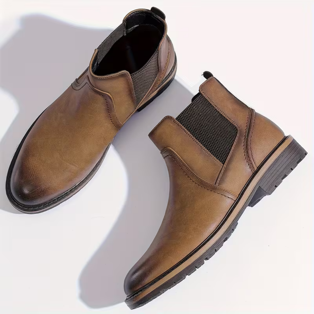 Botines Chelsea para hombre en marrón claro mate BUENZY