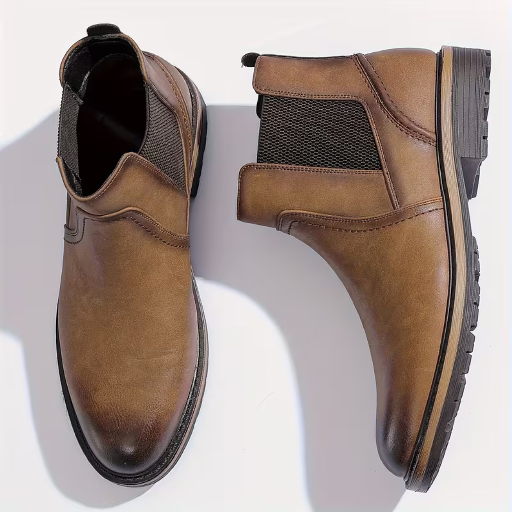 Botines Chelsea para hombre en marrón claro mate BUENZY