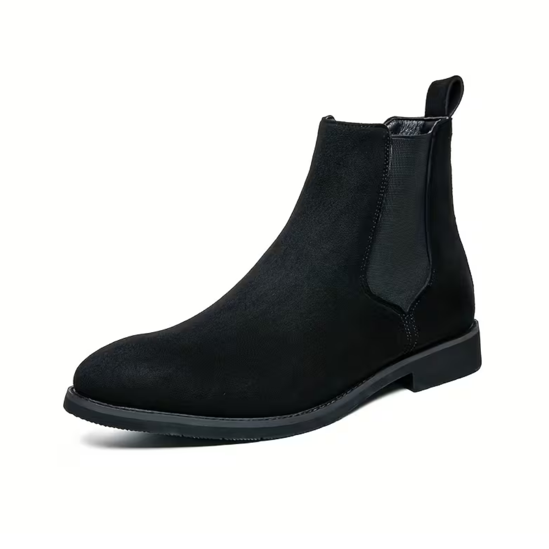 Botines Chelsea para hombre en negro con acabado tipo ante