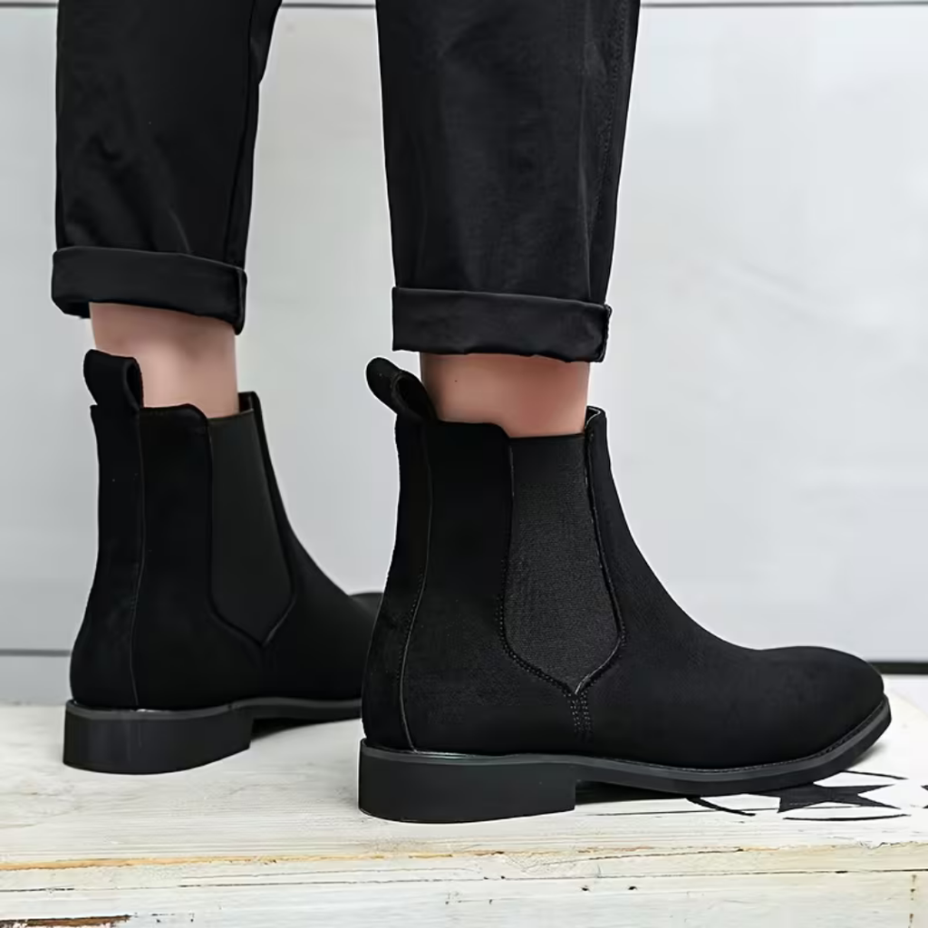 Botines Chelsea para hombre en negro con acabado tipo ante BUENZY