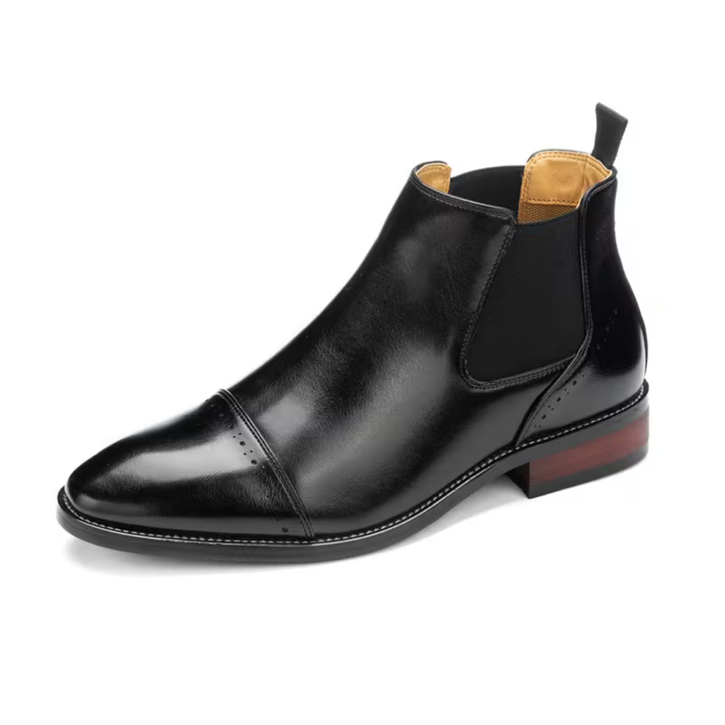 Botines Chelsea para hombre en negro con acabado liso brillante