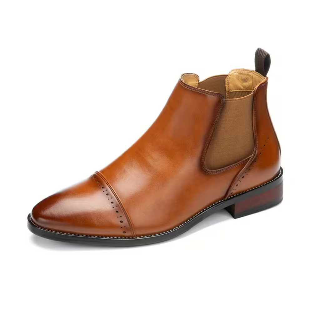 Botines Chelsea para hombre en marrón claro con acabado liso BUENZY