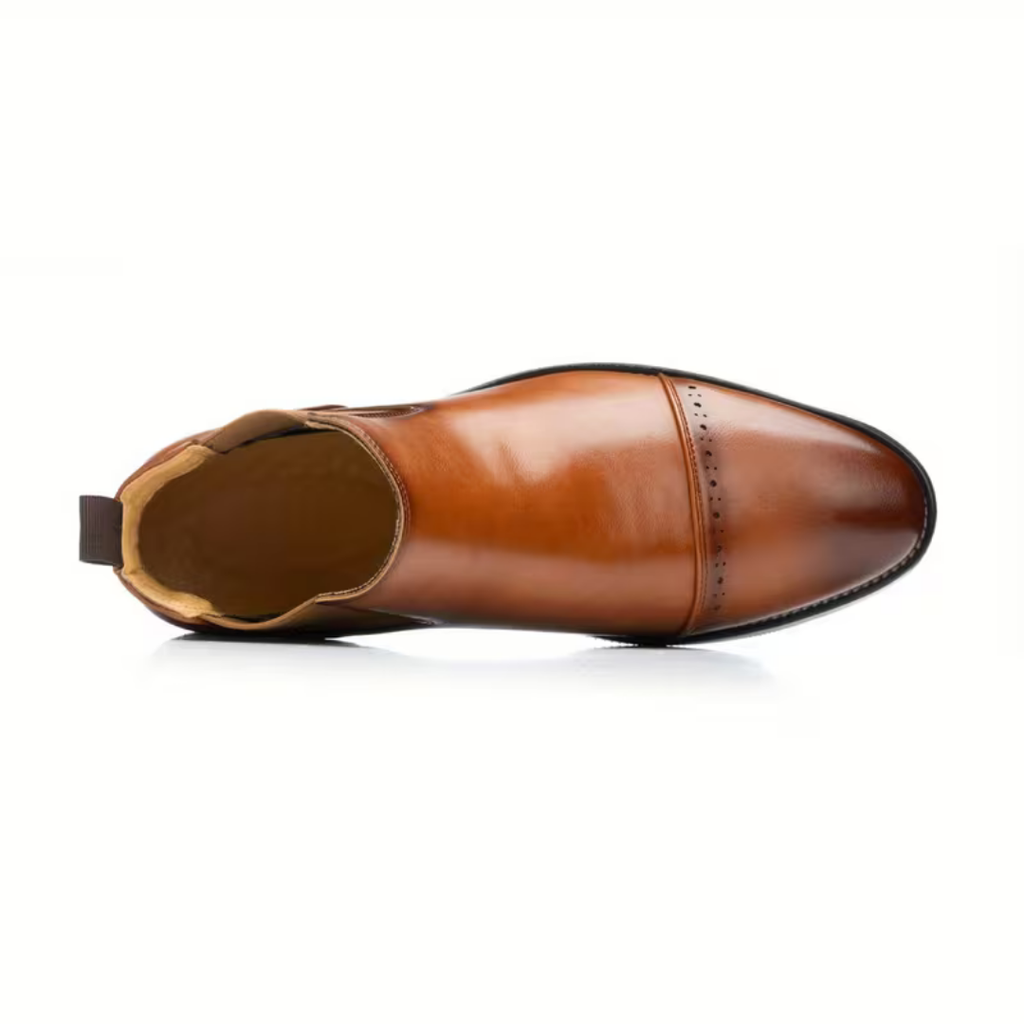 Botines Chelsea para hombre en marrón claro con acabado liso BUENZY