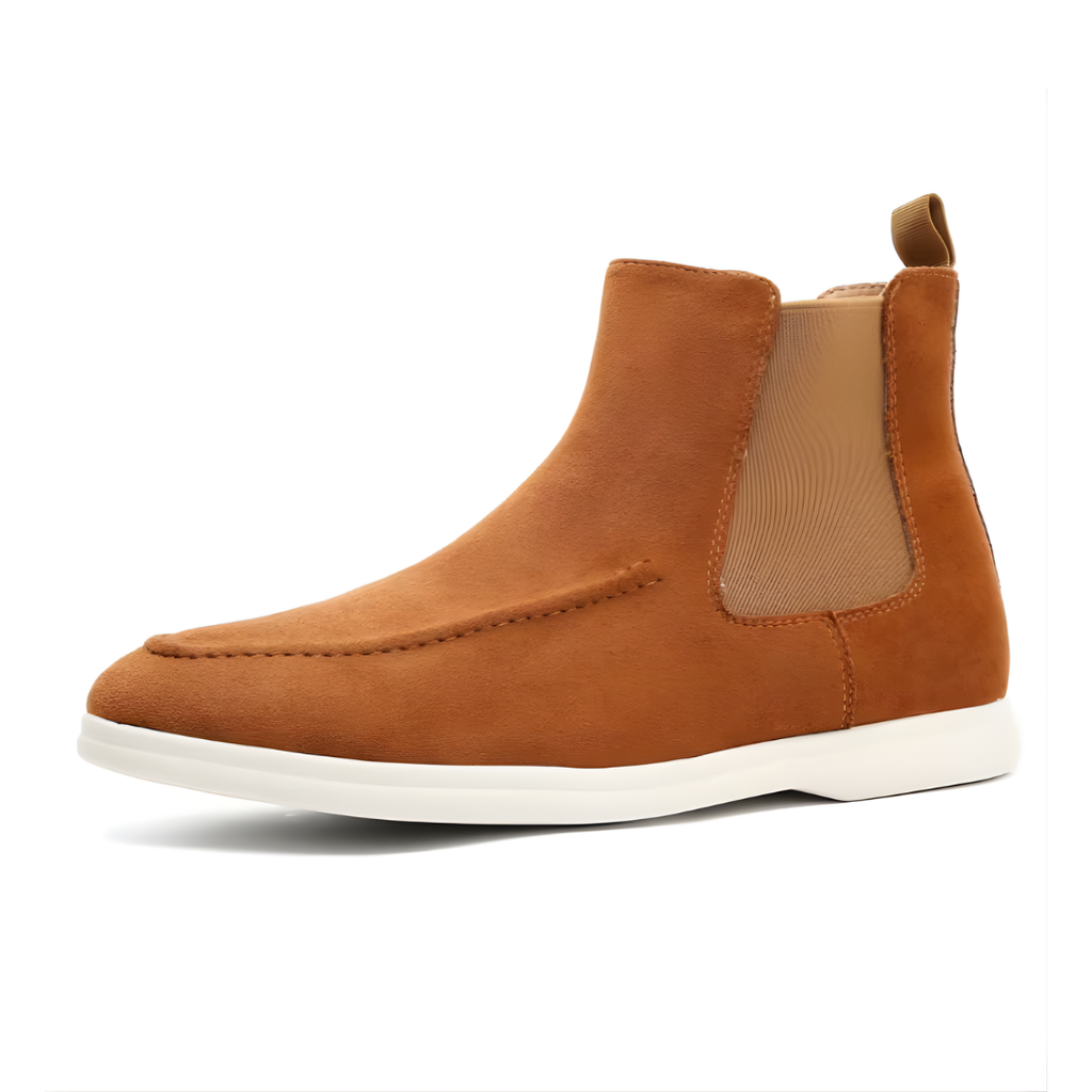 Botines Chelsea para hombre en marrón claro con suela blanca - BUENZY